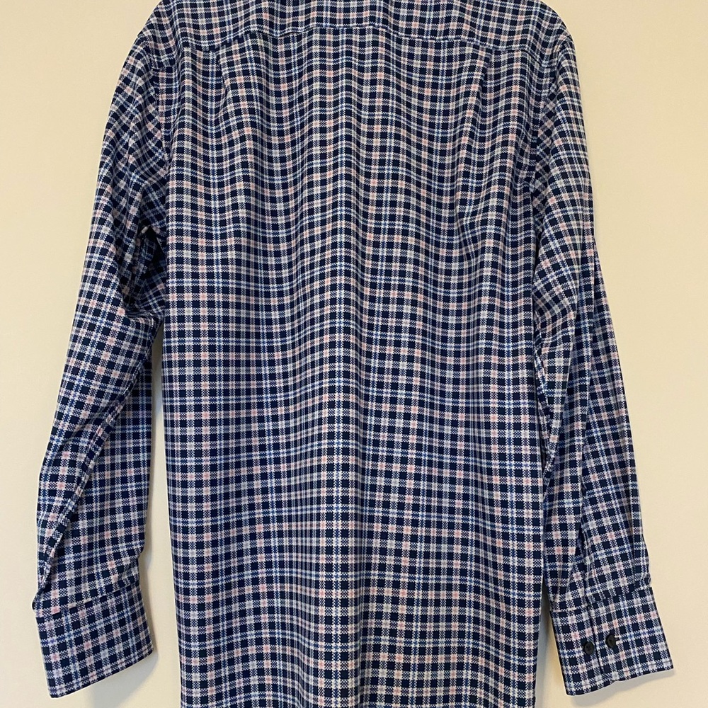 WRK Men’s Dress Shirt – Blue & Pink Check (16.5) Regular Fit